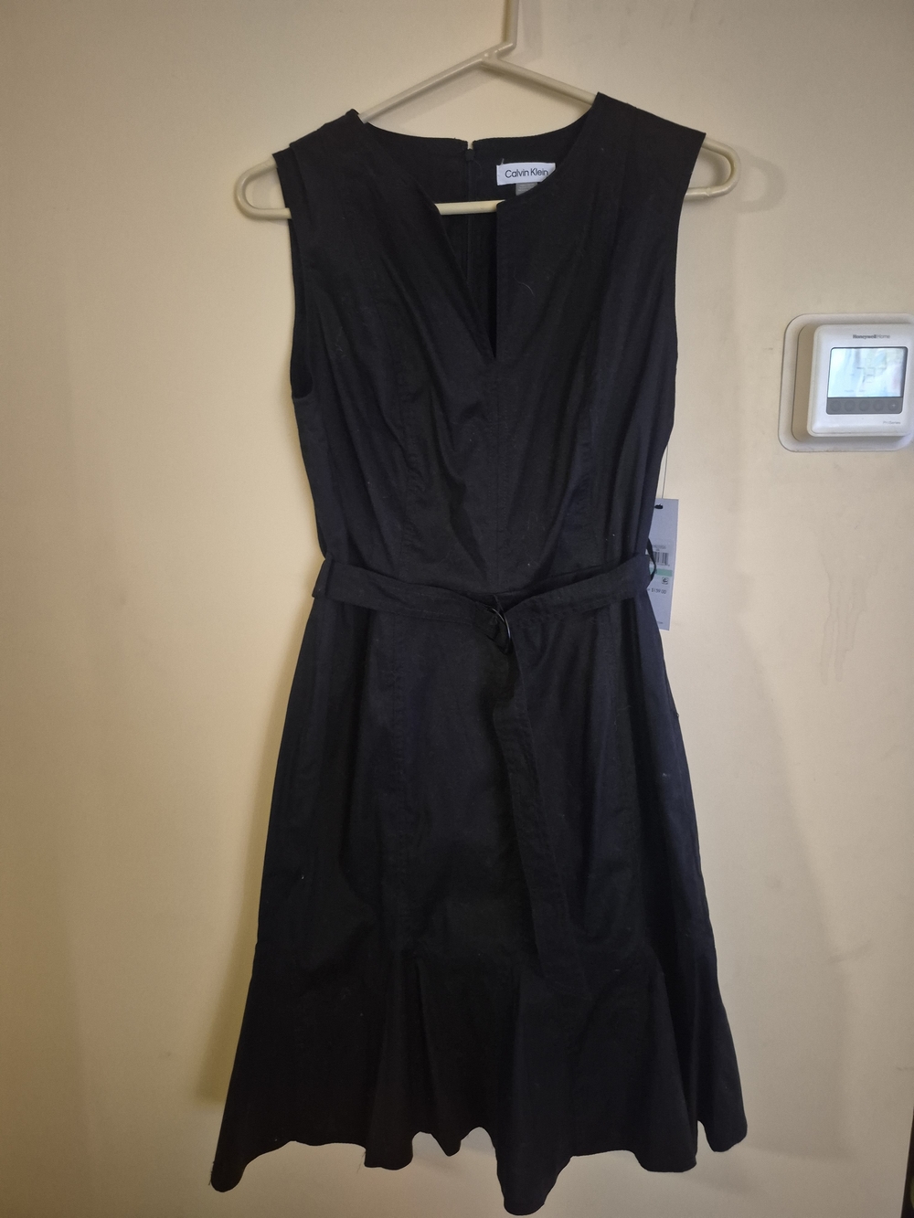 Calvin Klein Black Belted A-Line Dress Size 8